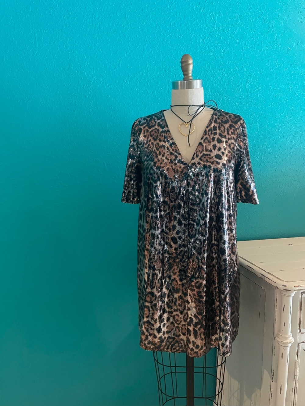 ZARA TRF Collection Animal print Sequin Holiday Party Minidress Maximalist Loud
